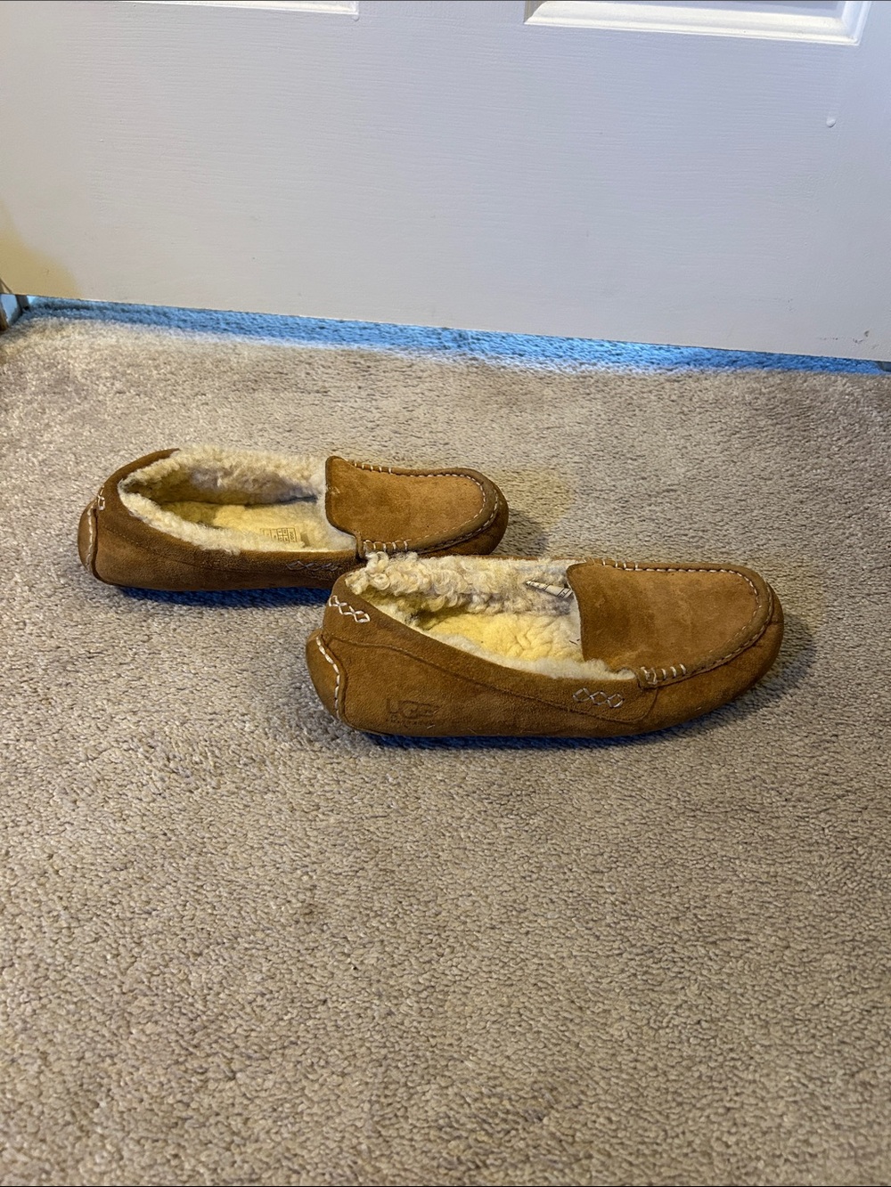 UGG Men's Chestnut Brown Suede Shearling Slip-On Loafers